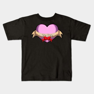 She they pronouns heart Kids T-Shirt